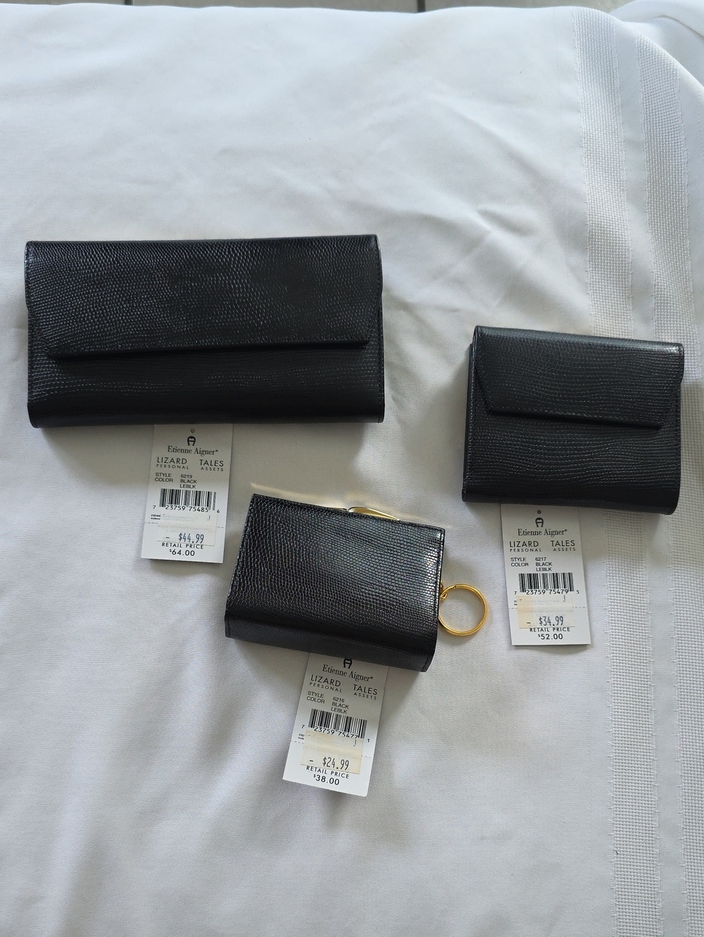 Vintage Etienne Aigner Lizard Tales Line Wallet Bundle All New With Tags 90s
